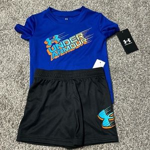 NWT- 18 mths- Underarmour matching short/tee set.